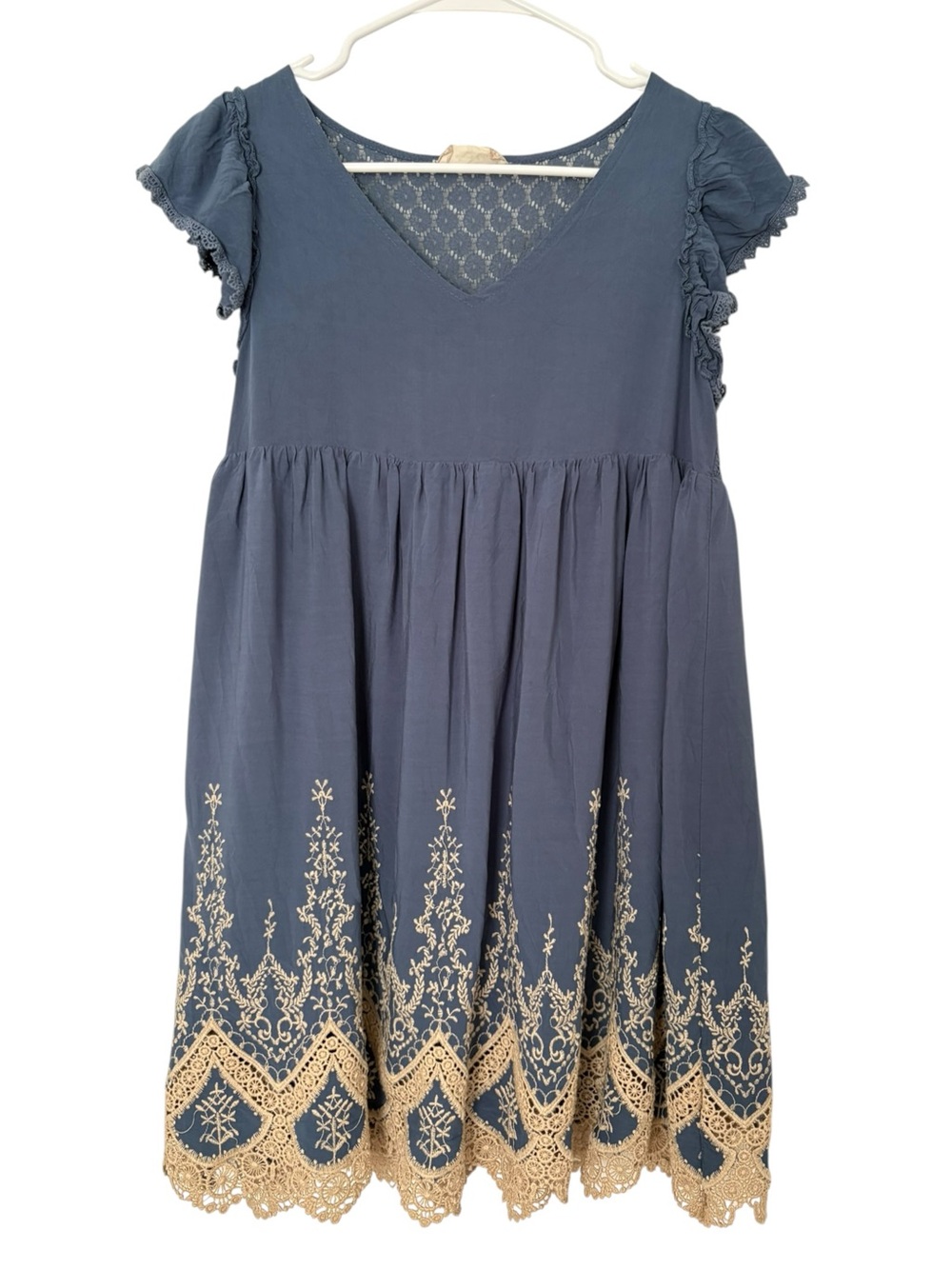 Altar’d State Blue Lace Embroidered Babydoll Dress Size S